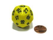 Triantakohedron D30 30 Sided 33mm Jumbo RPG Gaming Dice Yellow w Black Number