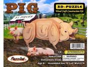3D Wooden Jigsaw Puzzle 51 Pieces Construction Craft Wood Kit Pig