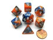 Polyhedral 7 Die Gemini Chessex Dice Set Blue Orange with White Numbers