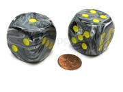 Vortex 30mm Large D6 Chessex Dice 2 Pieces Black with Yellow Pips