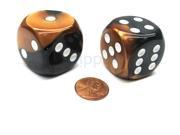 Gemini 30mm Large D6 Chessex Dice 2 Pieces Black Copper with White Pips