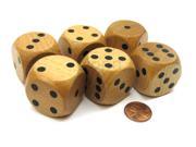 Set of 6 D6 Large Jumbo 30mm Rounded Wood Dice Wooden with Black Pips