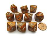 Pack of 10 Chessex Glitter D10 Dice Gold with Silver Numbers