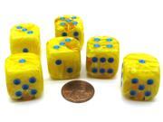 Vortex 20mm Big D6 Chessex Dice 6 Pieces Yellow with Blue Pips