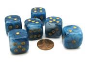 Phantom 20mm Big D6 Chessex Dice 6 Pieces Teal with Gold Pips