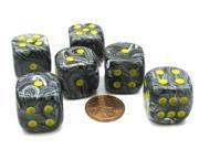 Vortex 20mm Big D6 Chessex Dice 6 Pieces Black with Yellow Pips