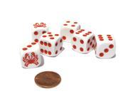 Set of 6 Crab Dice 16mm D6 Rounded Edge Koplow Animal Dice White with Red Pips
