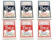 Bee Standard Index Poker Playing Cards 3 Red and 3 Blue Decks