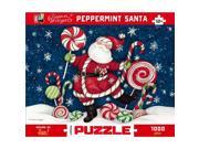 Susan Winget Peppermint Blue Santa 1000 Piece Puzzle by Go! Games