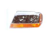 1999 2002 Jeep Grand Cherokee Driver Side Left Smoked Lens with Amber Park Head Lamp 5103401AA C