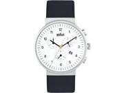 Braun BN 35WH Men s Stainless Black Leather Band White Dial Watch