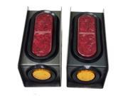 Set of 2 Steel Trailer Light Boxes w 6 Oval Red 2 Round Amber LED Lights