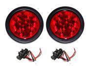 Set of 2 Red 10 LED 4 Round Truck Trailer Brake Stop Turn Tail Lights 24003