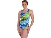 Nike Women s NX Kaleidotech Power Back Swim Suit Blue Green 6
