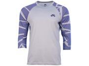 Nike Men s Dri Fit SB 3 4 Sleeve Grip Tape Skateboarding T Shirt Wolf Grey Navy Large