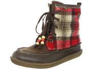 Roxy Juniors Plaid Canoe Boots Brown Red 10