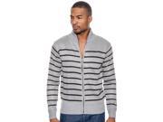 True Rock Men s Full Front Striped Sweater Grey 2XL