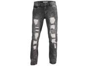 True Rock Men s Straight Fit Destroyed Ripped Repaired Jeans Off Black 1002 32