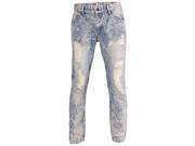 True Rock Men s Straight Fit Destroyed Ripped Repaired Jeans Bleach 1008 36