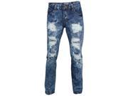 True Rock Men s Straight Fit Destroyed Ripped Repaired Jeans Blue 1033 34