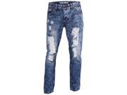 True Rock Men s Straight Fit Destroyed Ripped Repaired Jeans Blue 1001 30