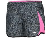 Nike Big Girls 7 16 Dri Fit 5K Printed Running Shorts Blk Gry Pink Large
