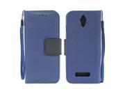 ZTE Obsidian Z820 Leather Wallet Pouch Case Cover Blue