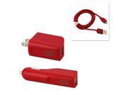 HOME CAR CHARGER ADAPTER WITH DATA CABLE FOR MICRO USB RED