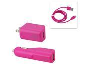 HOME CAR CHARGER ADAPTER WITH DATA CABLE FOR MICRO USB HOT PINK