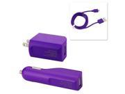 HOME CAR CHARGER ADAPTER WITH DATA CABLE FOR MICRO USB PURPLE