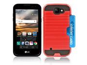 LG K3 LS450 Hybrid Card Slot Shockproof Tough Case Cover Red