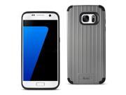 REIKO SAMSUNG GALAXY S7 RUGGED METAL TEXTURE HYBRID CASE WITH RIDGED BACK IN BLACK GRAY