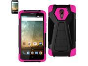 REIKO ZTE N817 HYBRID HEAVY DUTY CASE WITH KICKSTAND IN HOT PINK BLACK