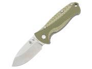 Linerlock Green 2 1 2 Drop Point Blade with Dual Thumb Studs