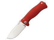 Molletta Linerlock Knife with Grooved Red Aluminum Handles with Matte Finish Pocket Clip