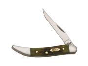 Toothpick Pocket Knife with Worn Groove Moss Brown Bone Handles