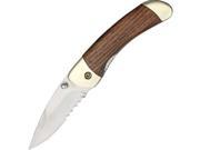 Stainless Partially Serrated Blade with Red Wood Handle