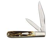 Queen Schatt Morgan Gentleman s Mini Barlow Stainless Small Clip Blade with Sambar Stag Handles
