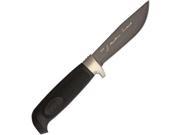 Skinner Titanium Blade Black Rubber Handle Leather Sheath