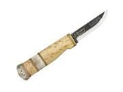Carbon Steel Witch s Tooth Fixed Blade Knife with Curly Birch and Reindeer Horn Bone Handle