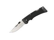 Small Clip Blade Black Kat Lockback Knife with Black Checkered Handles