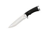 Satin Finish Lion King Fixed Blade Knife with Black Checkered Handles