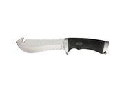 Part Serrated Hunter s Tool Fixed Blade Knife with Black Kraton Diamond Checkered Handles