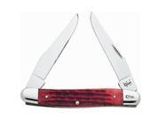 Twin Stainless Clip Blades with Red Bone Handles