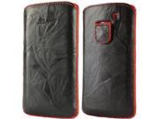 LUVVITT Genuine Leather Pouch for Samsung Galaxy S3 SIII Black Red