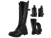 VOLATILE Combat Knee High Buckle Womens Boots Shoes