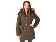 Jessica Simpson Quilted Down Women s Belted Long Jacket