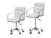 Yaheetech Modern Leather Midback Adjustable Gas lift Swivel Executive Office Chair White Computer Bar Kitchen Home Use