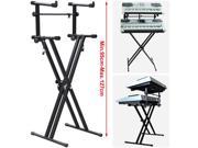 Yaheetech Easyfashion Heavy Duty X Style Dual Music Keyboard Stand Electronic Piano Double 2 tier Adjustable