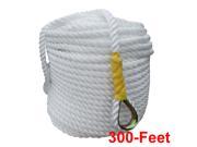 Yaheetech White Anchor Twisted Nylon Rope Coil Boat with Thimble 1 2 inch x 300 Feet
